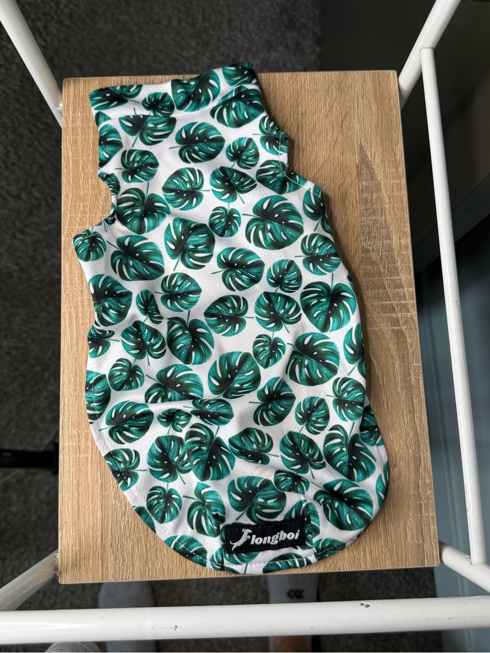 Green Monstera Leaf Dog Cooling Vest - Longboi XS
